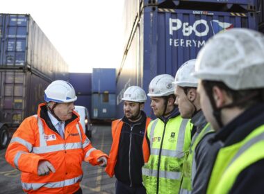 Prime Minister opening Tilbury2 with port apprentices 31 Jan