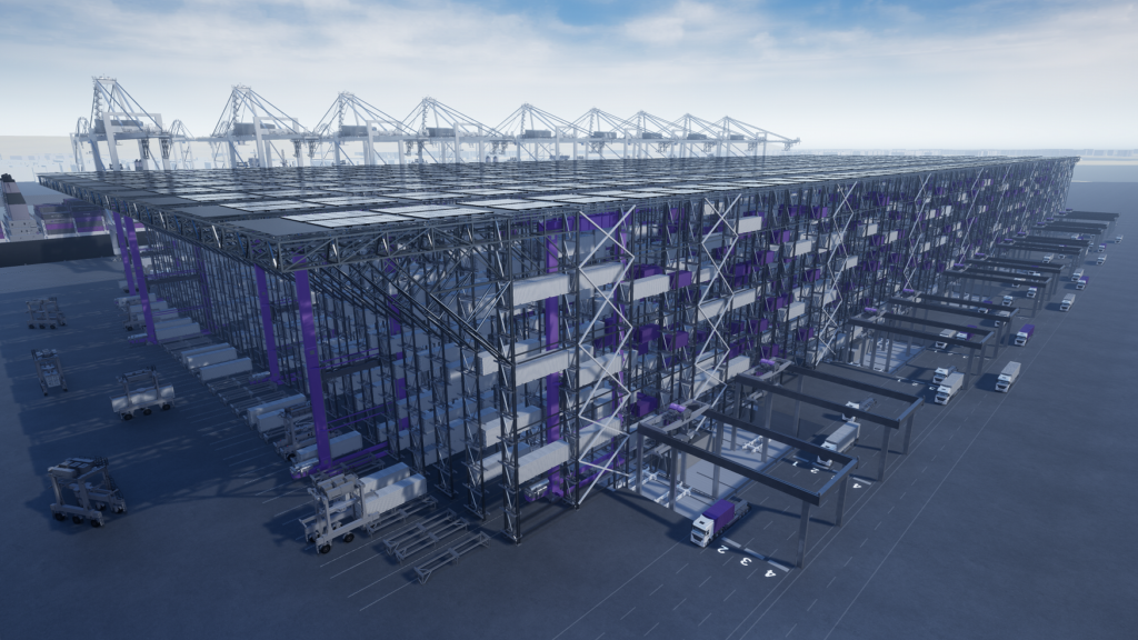 DP World, A rendering of the automated, solar powered BOXBAY High Bay Storage system