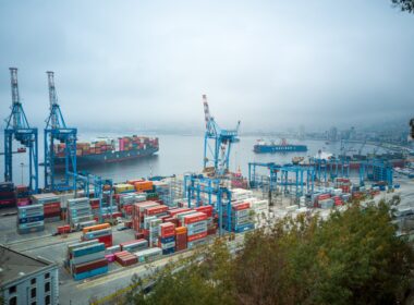 A shipping port that is experiencing the effects of inflation on the supply chain