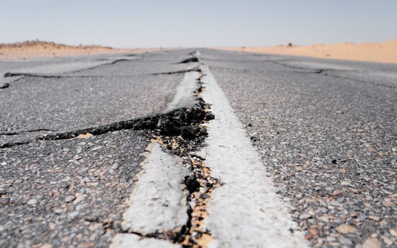 Damaged roads, one of the logistics challenges after earthquakes