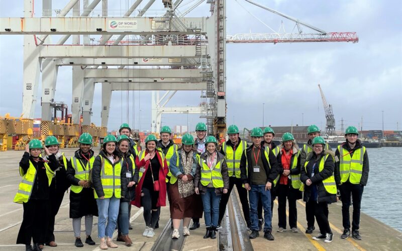 Young Forwarder Network members seen on the quayside at DP World Southampton container terminal